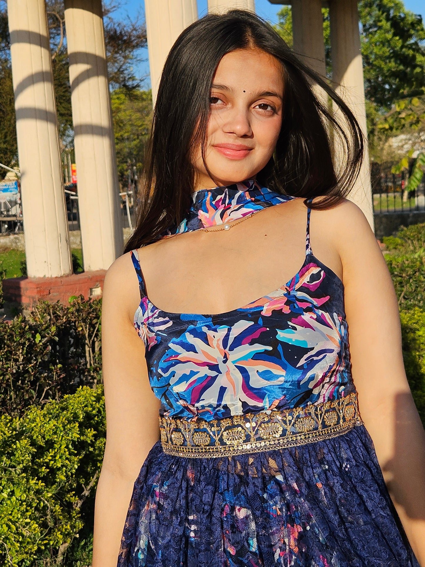 Peplum Blue Plazzo set with dupatta