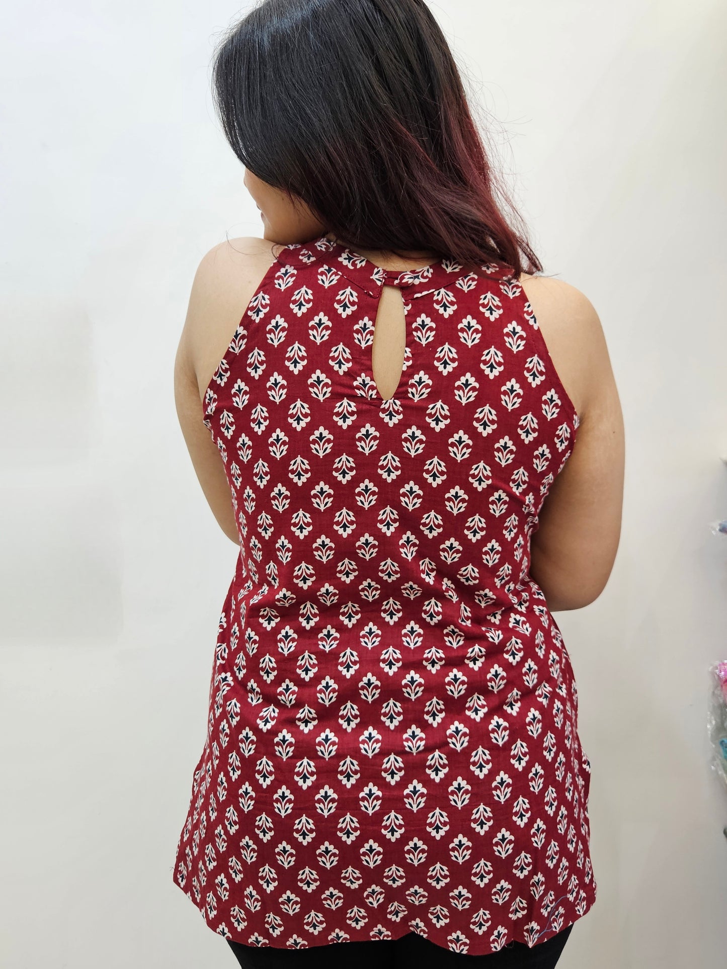 Maroon Ethnic Halter neck Kurti
