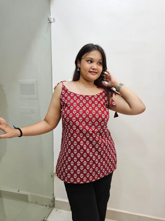 Maroon Ethnic Strap Kurti