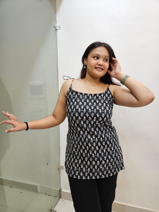 Black Ethnic Strap Kurti