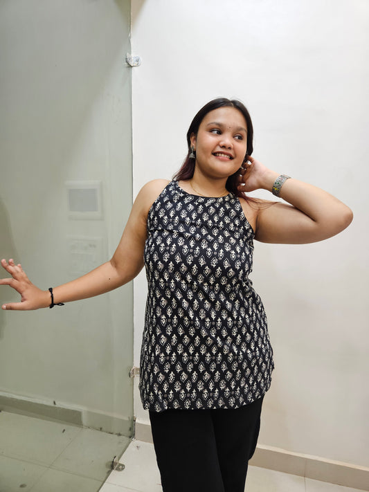 Black Ethnic Halter neck Kurti