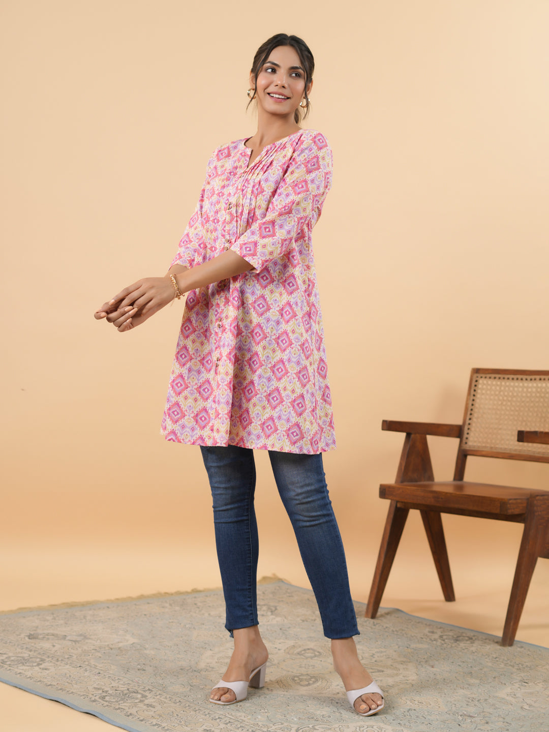 Pink Ikkat Print Tunic