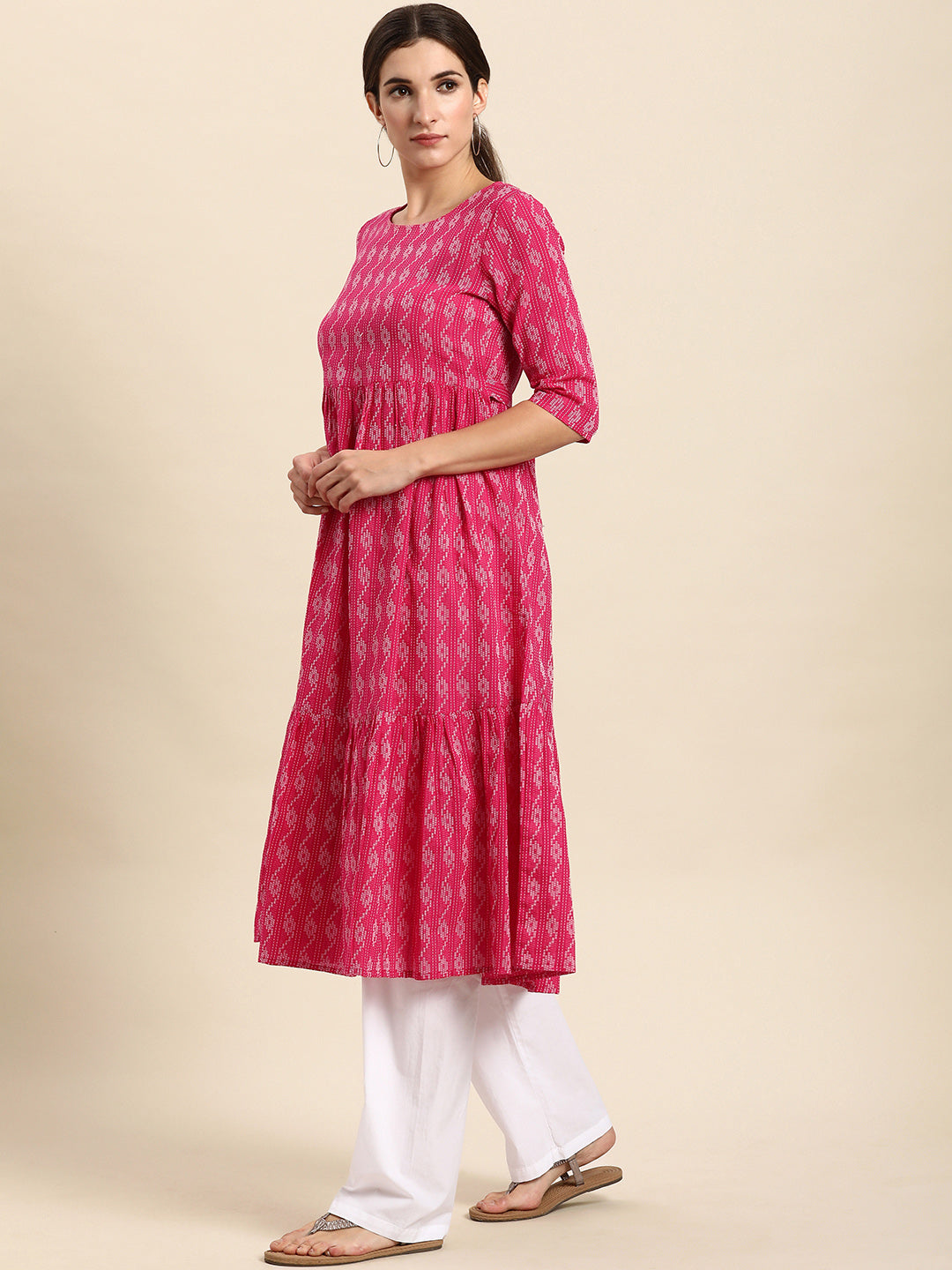 Pink Flared Kurta