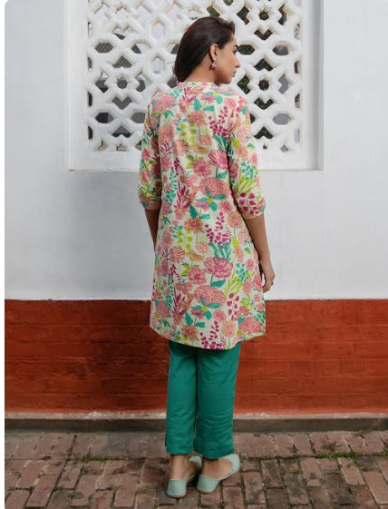 Custard Floral Cotton Tunic
