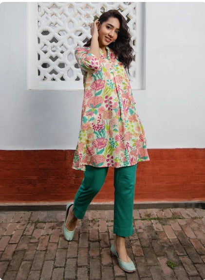 Custard Floral Cotton Tunic
