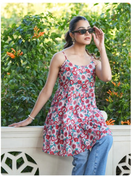 Pink Sleeveless Floral Top