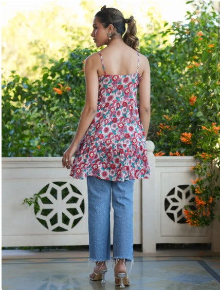 Pink Sleeveless Floral Top