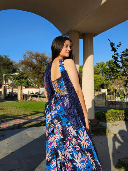 Peplum Blue Plazzo set with dupatta