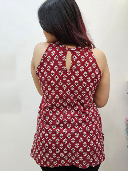 Maroon Ethnic Halter neck Kurti