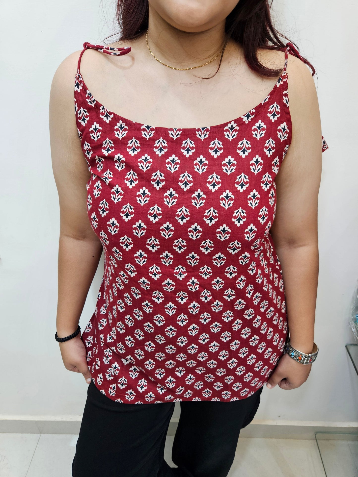 Maroon Ethnic Strap Kurti