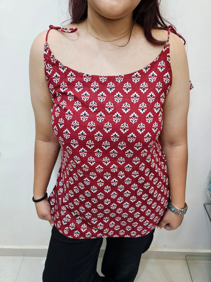 Maroon Ethnic Strap Kurti