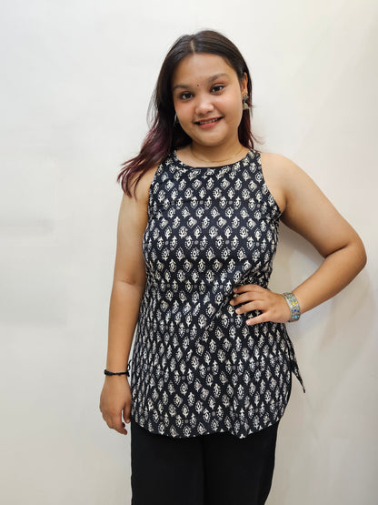 Black Ethnic Halter neck Kurti
