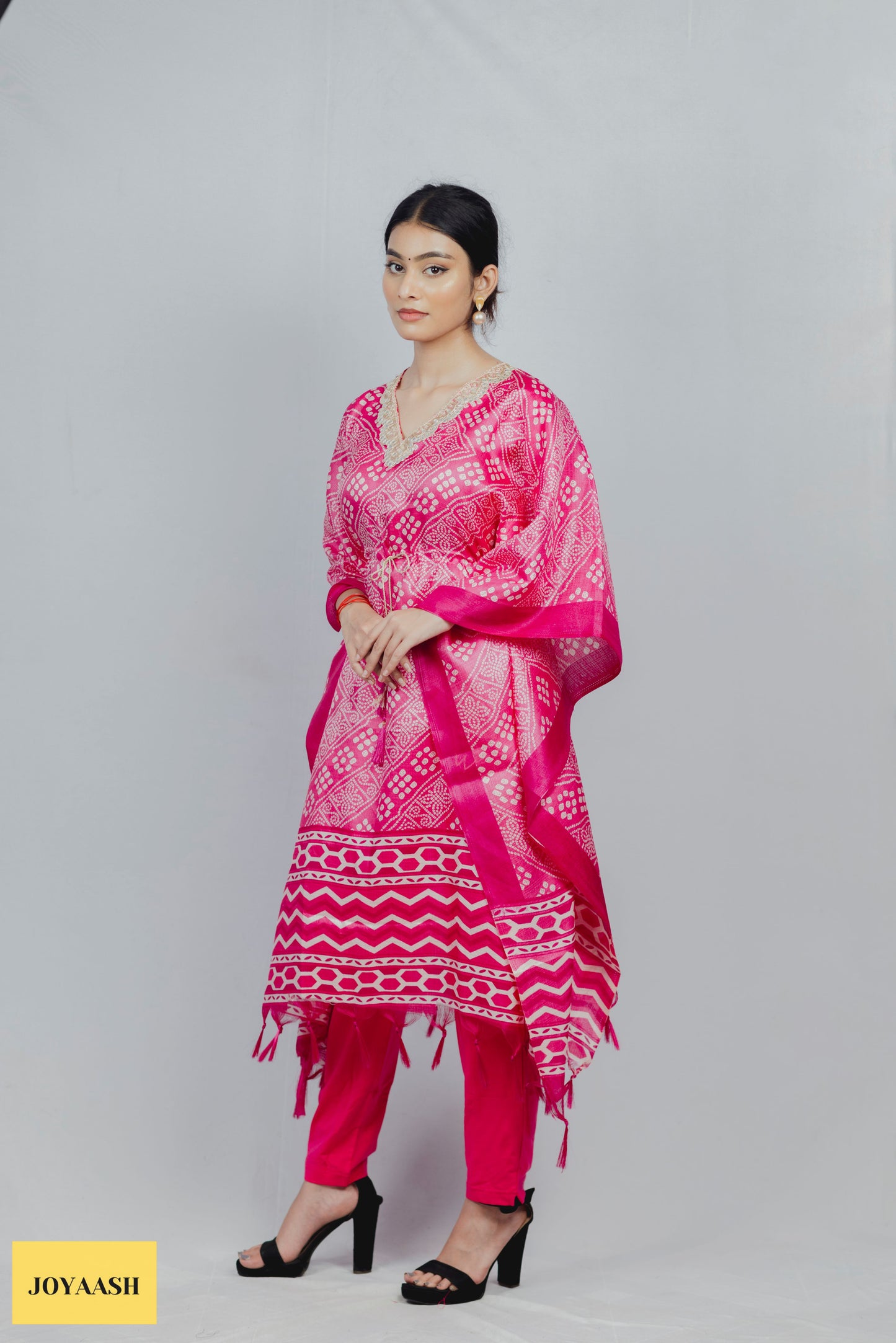 Pink Pixel Kaftan Kurta