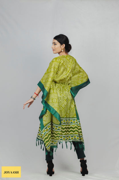 Green Pixel Kaftan Kurta