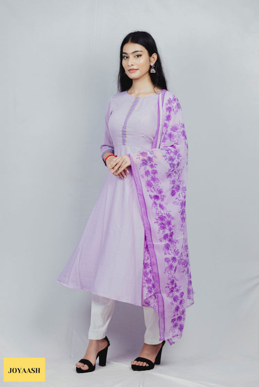 Lavender Kurta with Dupatta Set