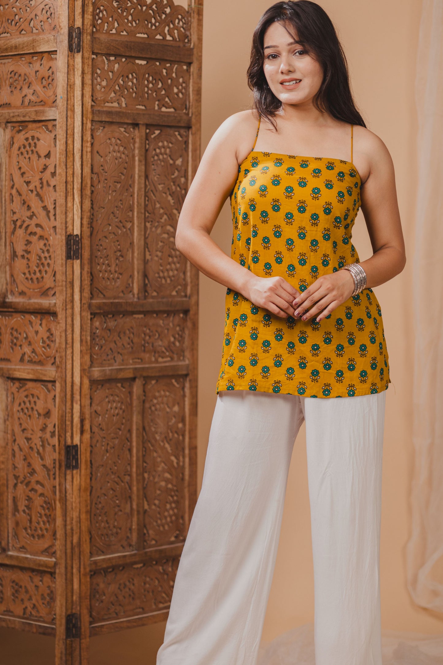 TITLI Mustard Strap Kurti