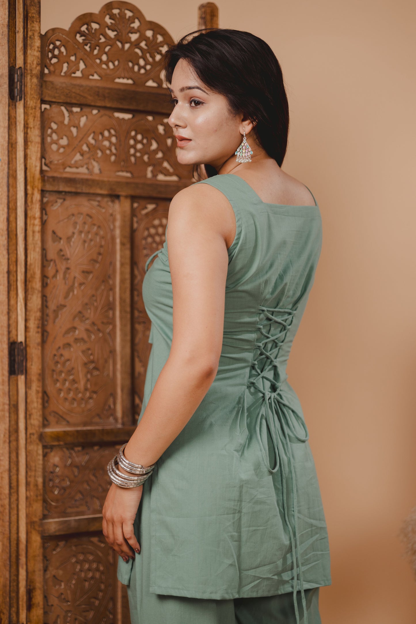 HEER Sea Green Sleeveless Set