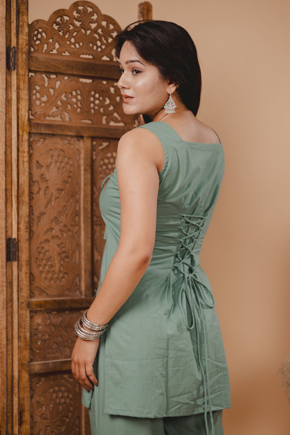 HEER Sea Green Sleeveless Set