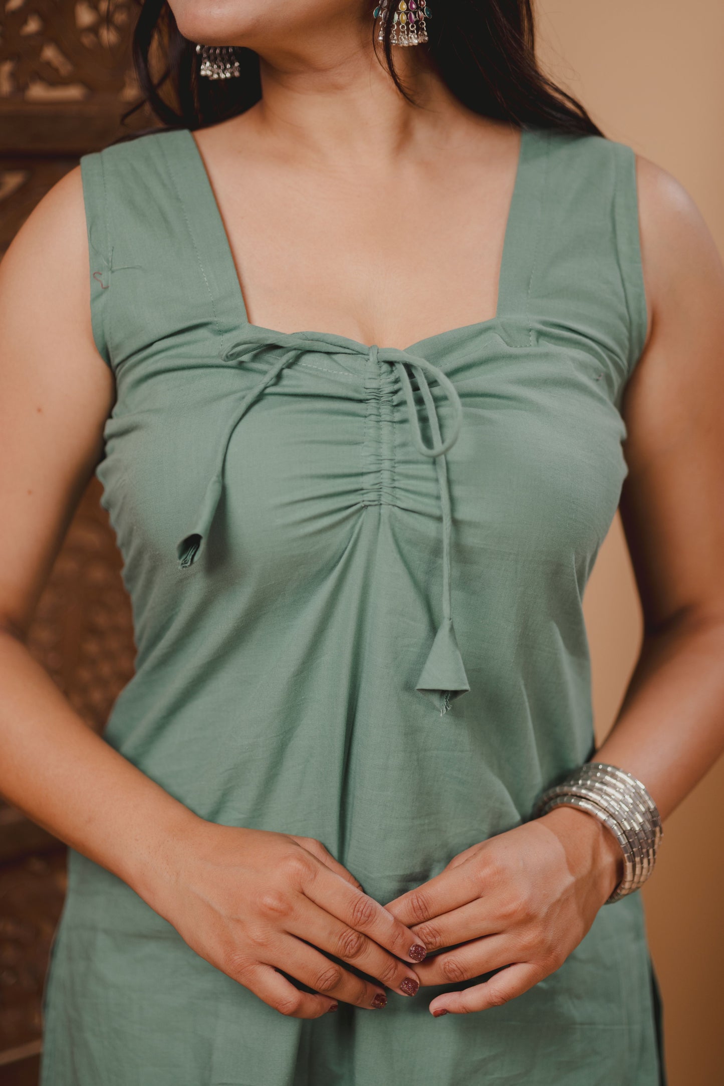 HEER Sea Green Sleeveless Set