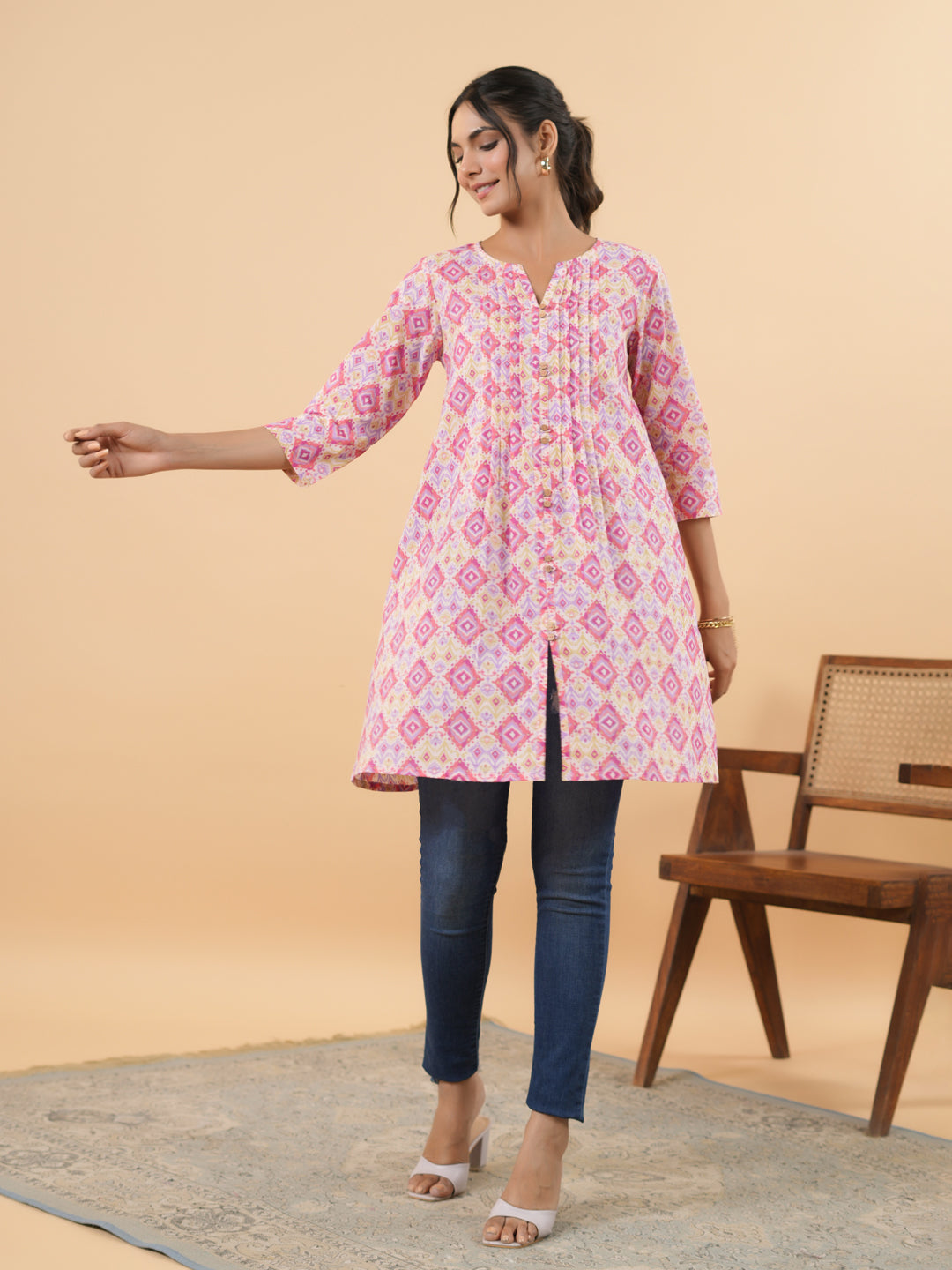 Pink Ikkat Print Tunic