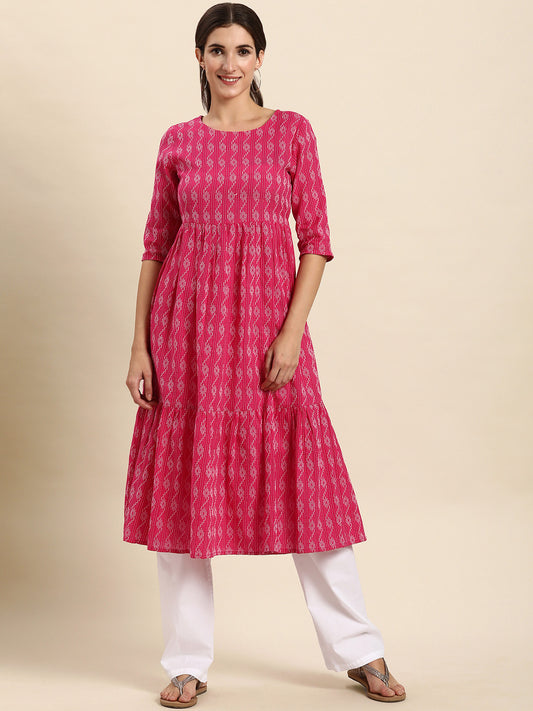 Pink Flared Kurta