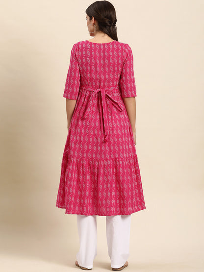 Pink Flared Kurta