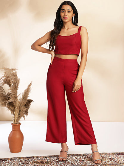 Ethnic Crop Top Pant Jacket Set