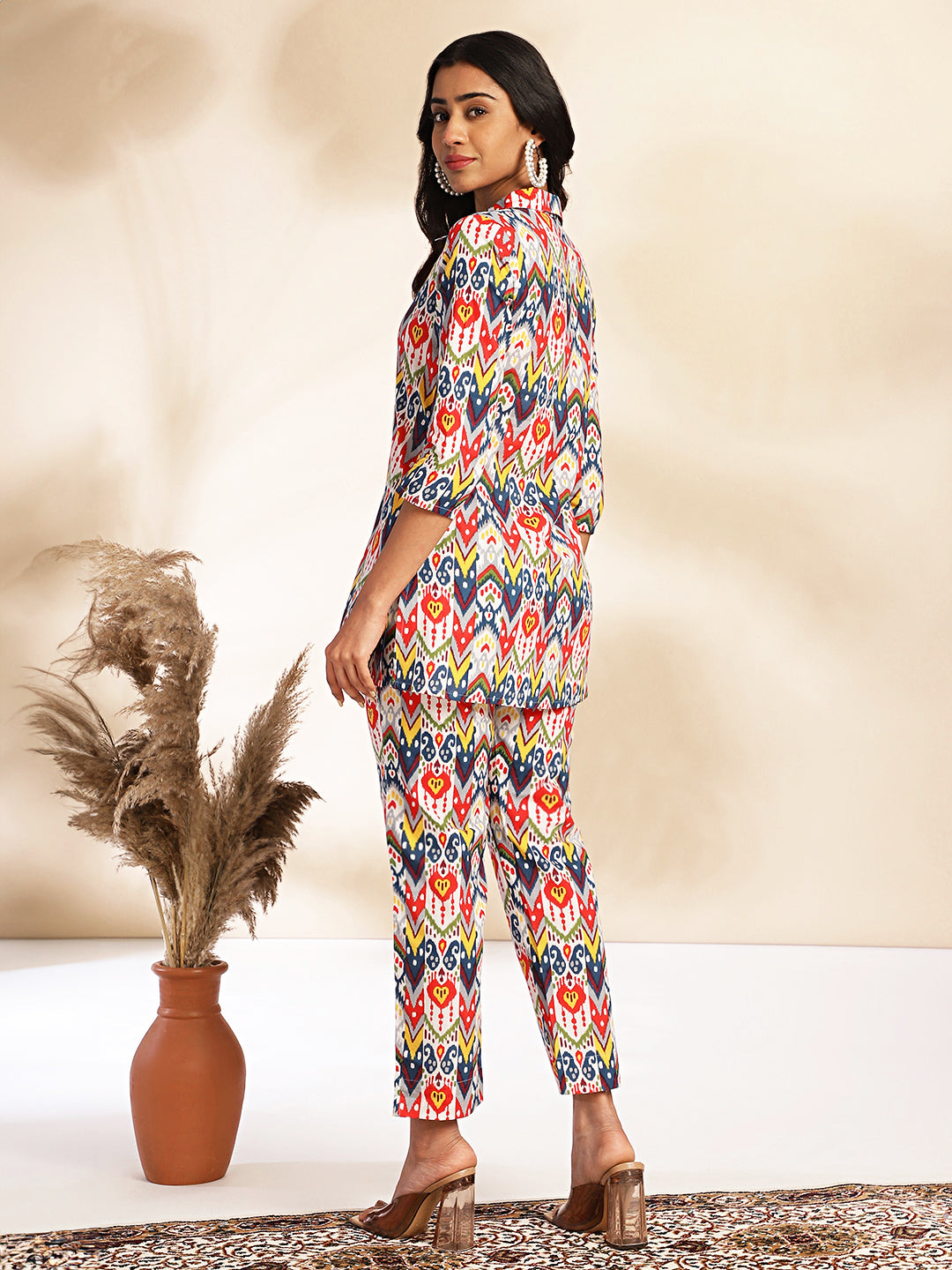 Printed Ethnic White Co-ord Set