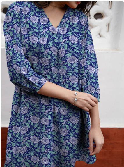 Blue Floral Tunic